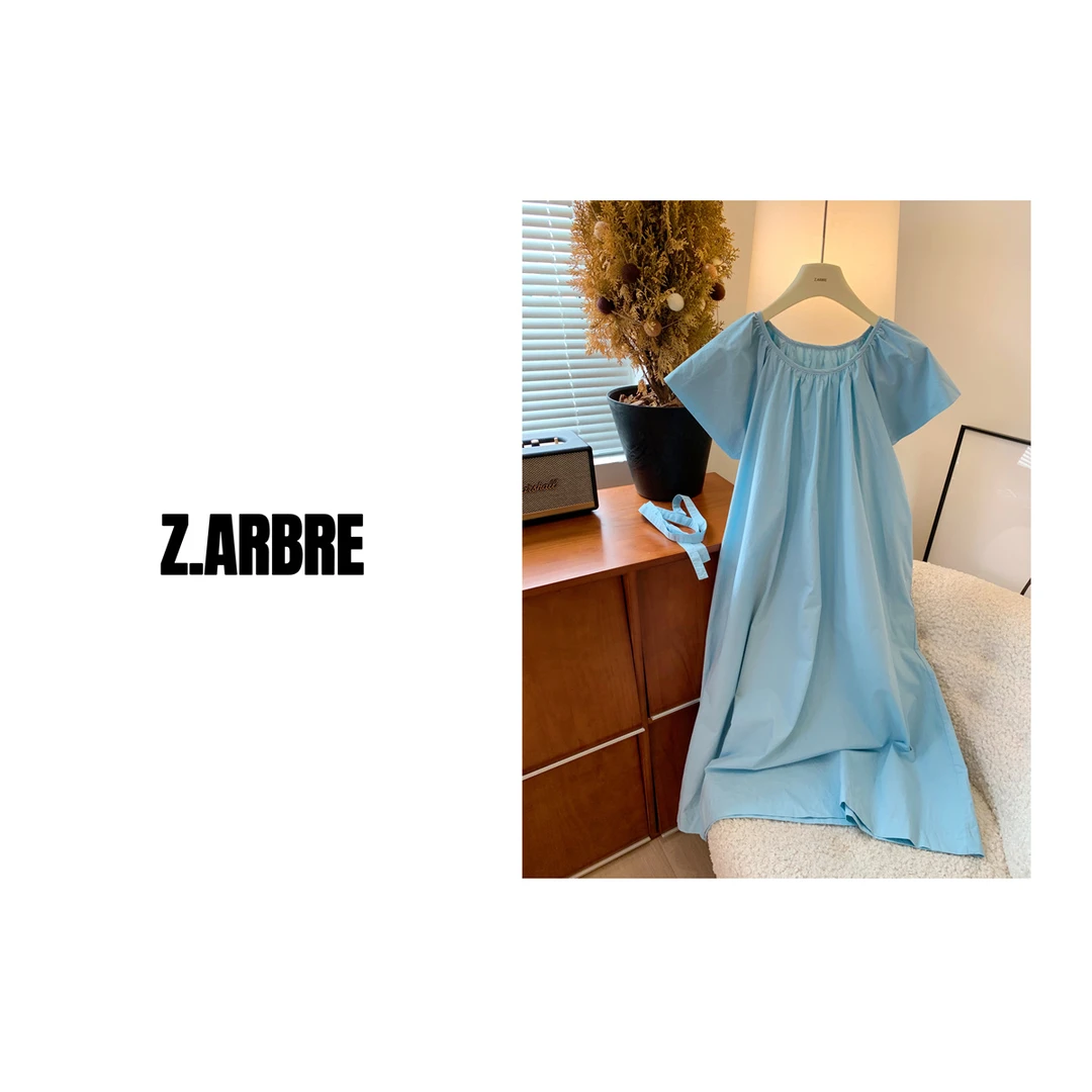 Z.ARBRE “我们的盛夏”丝光纯棉清凉小飞袖连衣裙女