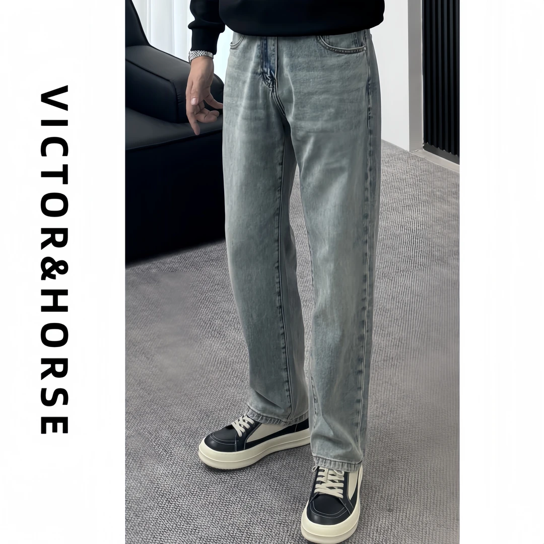 『VICTOR&HORSE』春款男牛仔裤子潮流牛仔裤百搭时尚直筒7037