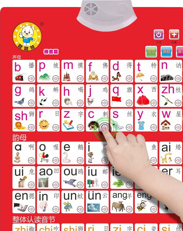 早教儿童汉语拼音aoe字母表语音小孩发声墙贴 宝宝学习有声挂图画