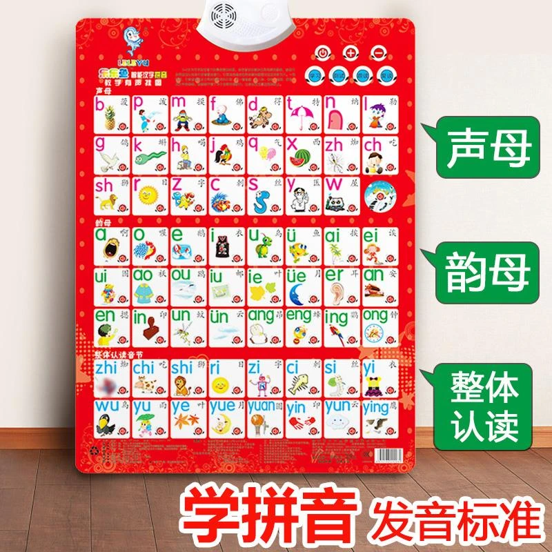 小学汉语aoe拼音字母表墙贴全套声母韵母谐音跟读 幼儿一年级儿童