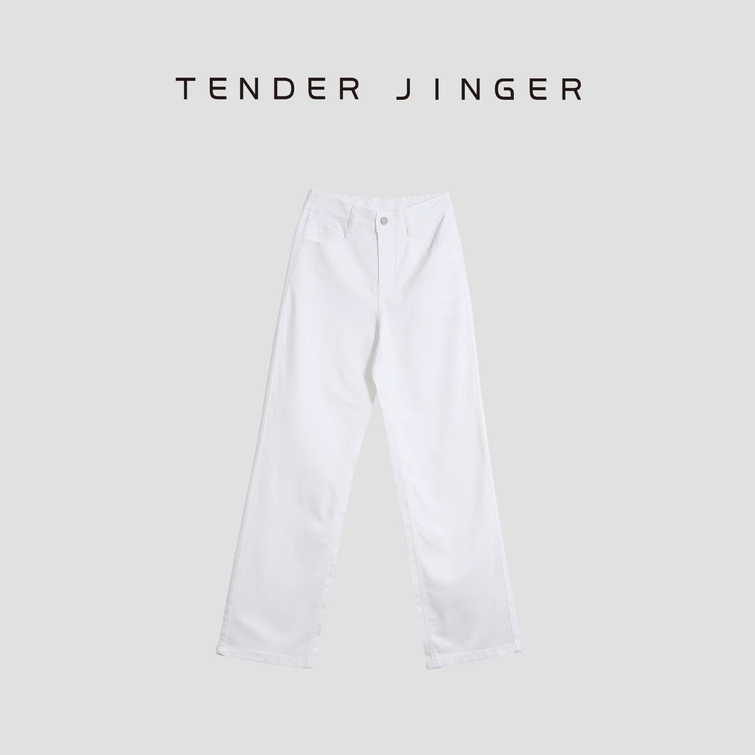 Tender Jinger【专柜】2024春松紧腰弹力直筒高腰牛仔裤T2402RM974R