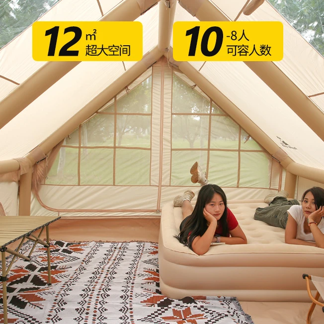 全国包邮加厚防水12平棉布牛津布户外露营野营全自动充气帐篷