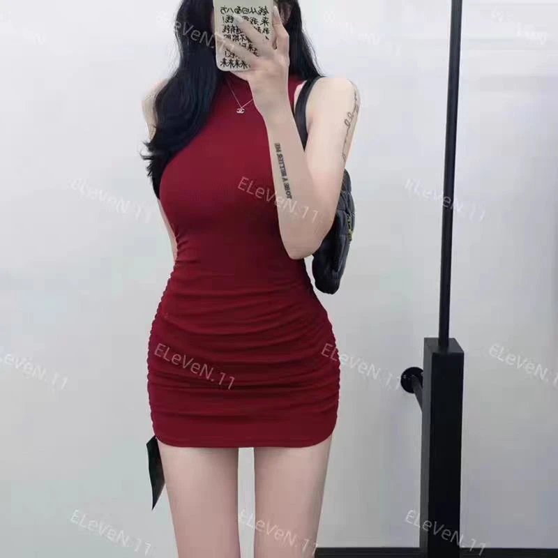 加绒纯欲风紧身性感显胸显身材内搭高领连衣裙女包臀打底短裙