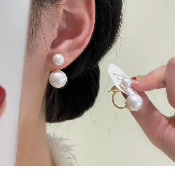 925银耳饰 小众设计感一款两戴耳钉美拉德咖色复古撞色圆球耳环