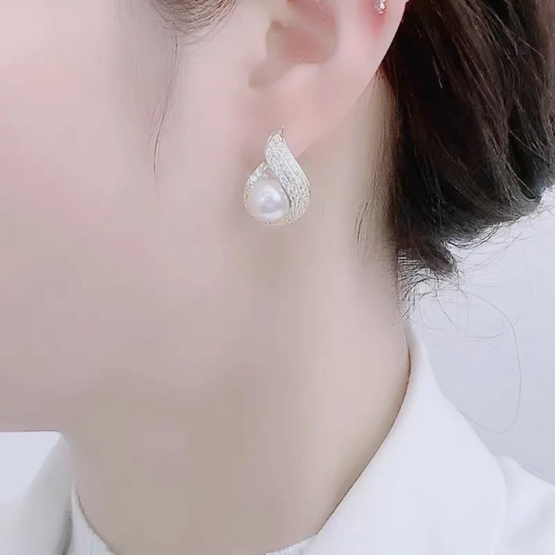 s925银针真珠火焰花朵耳钉新款潮网红爆款轻奢气质时尚百搭女耳环