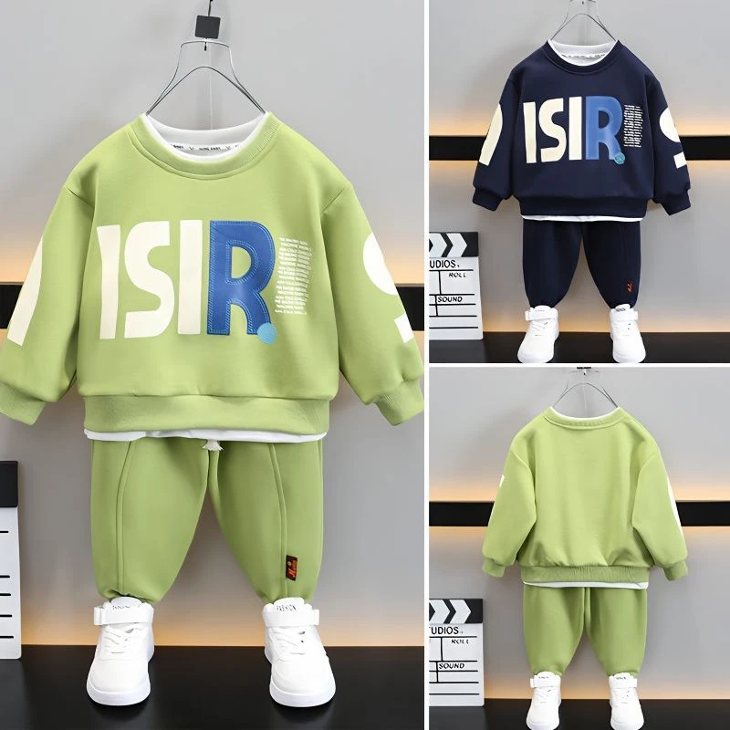 儿童秋装洋气卫衣套装新款宝宝春秋痞帅衣服男童炸街休闲两件套潮