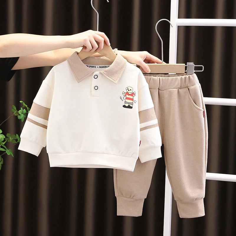 男童春装2023新款宝宝春秋装套装洋气婴儿童长袖运动卫衣两件套潮