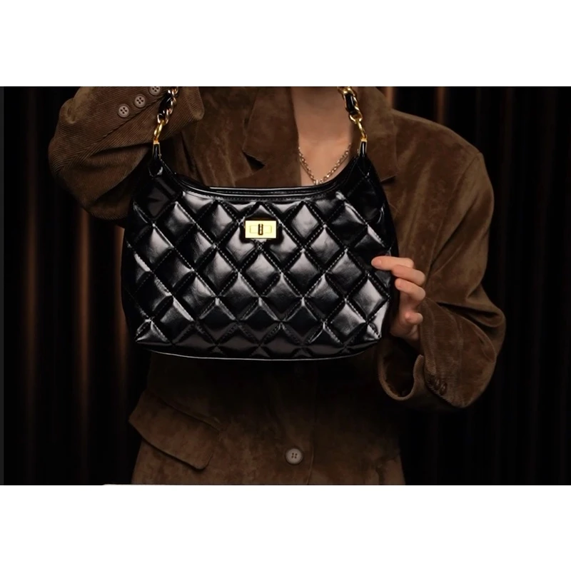 LEATHER BAG STUDIO 原创高定 ”菱格“ 真皮包-H1407