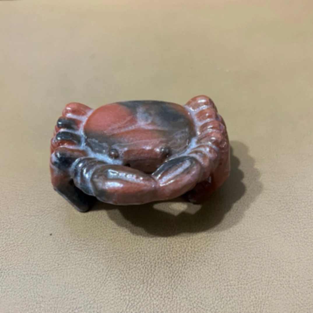 舶来精美樂烧螃蟹手捏盖子（置）一只可爱创意