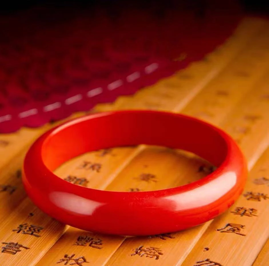 含辰砂工艺品高含量朱砂帝王砂宽版厚装轮胎手镯