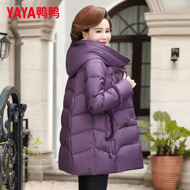 YAYA/鸭鸭妈妈款冬羽绒服洋气短款中老年女装冬季时尚保暖外套