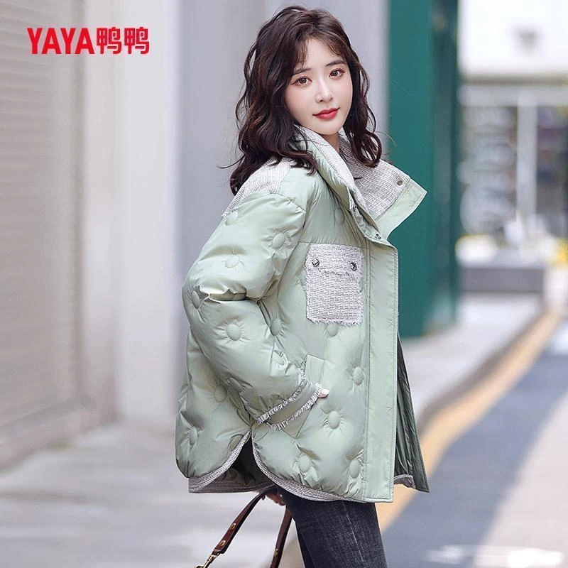 YAYA/鸭鸭羽绒服女款2023年新品短款拉链立领时尚保暖简约外套