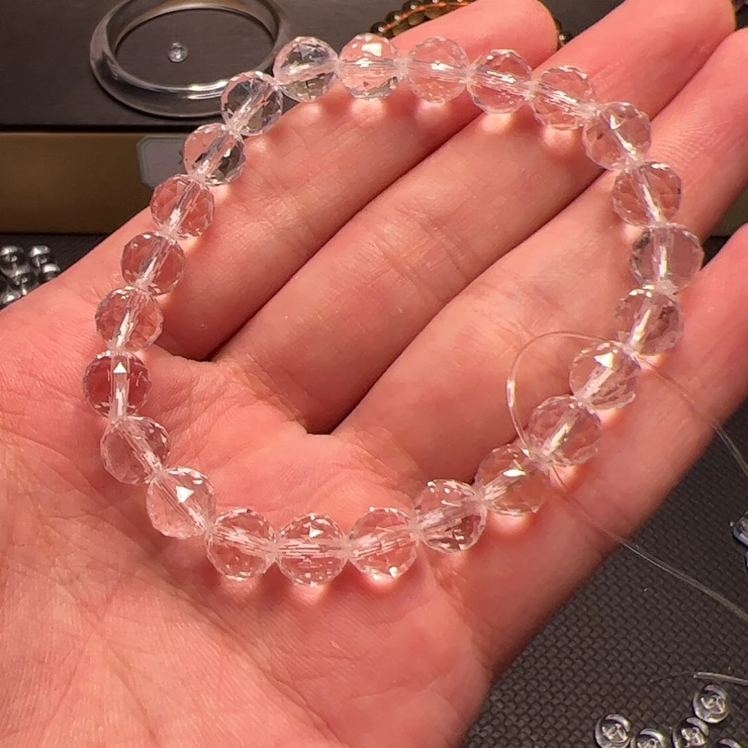 水晶手链未镶嵌白水晶8mm切面手链