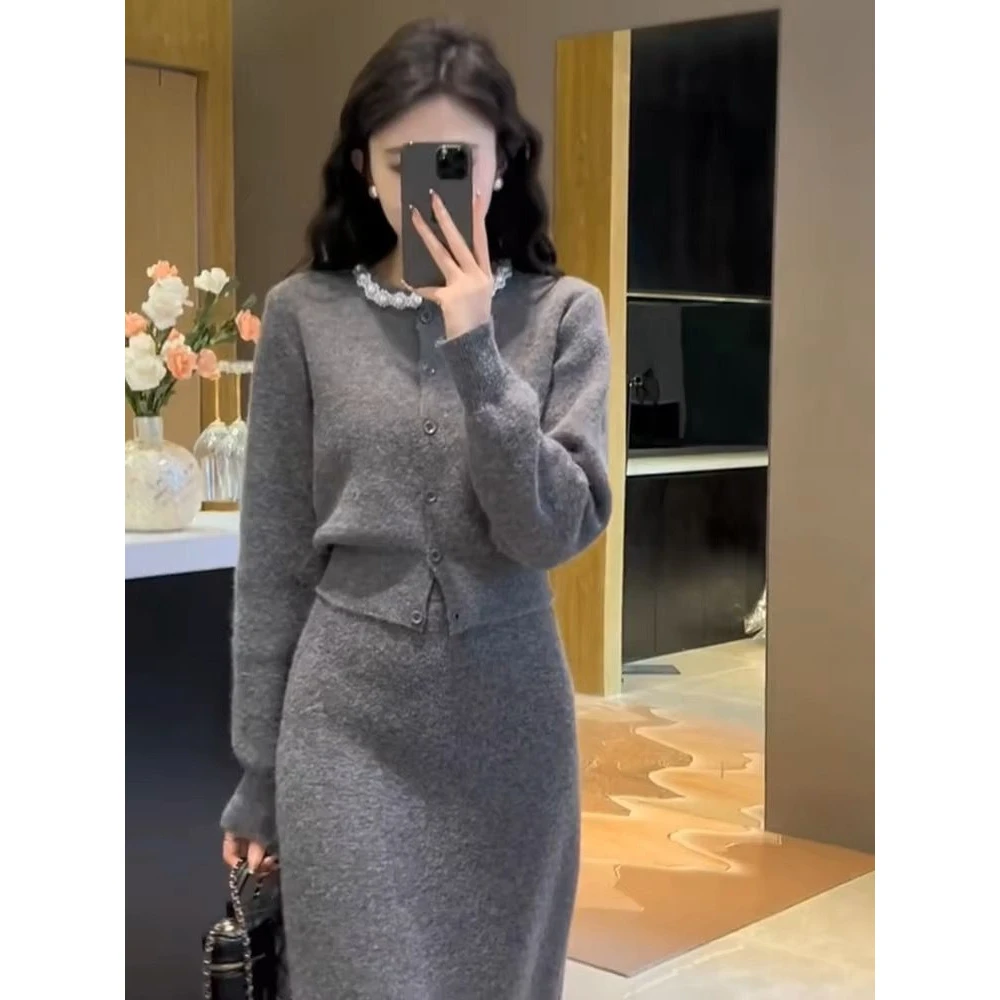 深冬装搭配一整套高级感超好看毛衣半身裙女秋冬盐系轻熟两件套装
