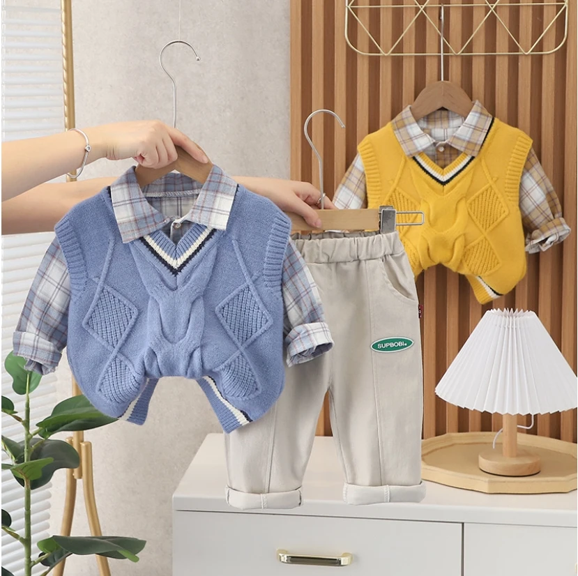 【孤品清仓】M220312提花毛衣马甲三件套