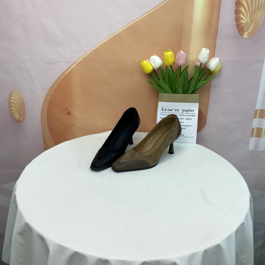 5718时尚气质新款拼接细跟单鞋F