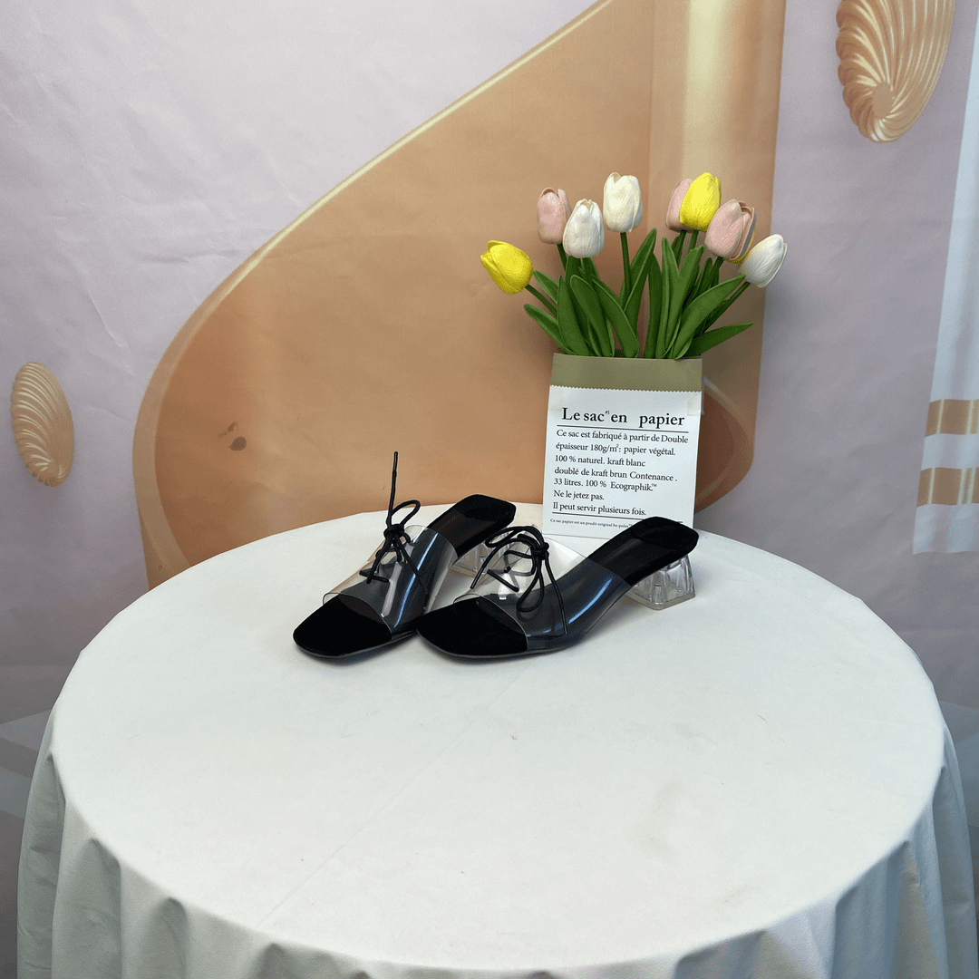 668-19时尚气质优雅粗跟凉拖鞋F