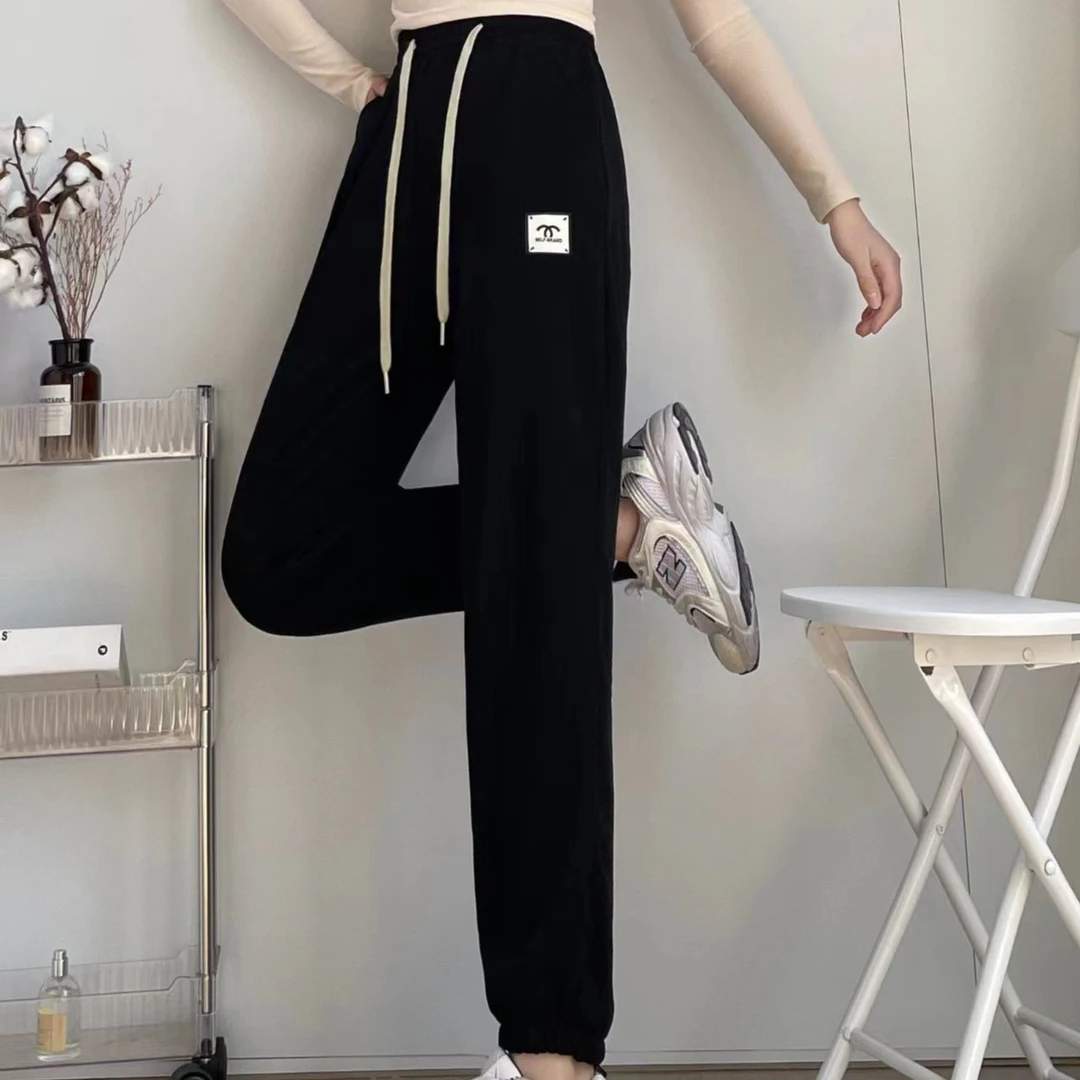 黑色束脚买一条送一条【发货2条】运动裤春秋宽松显瘦休闲卫裤子