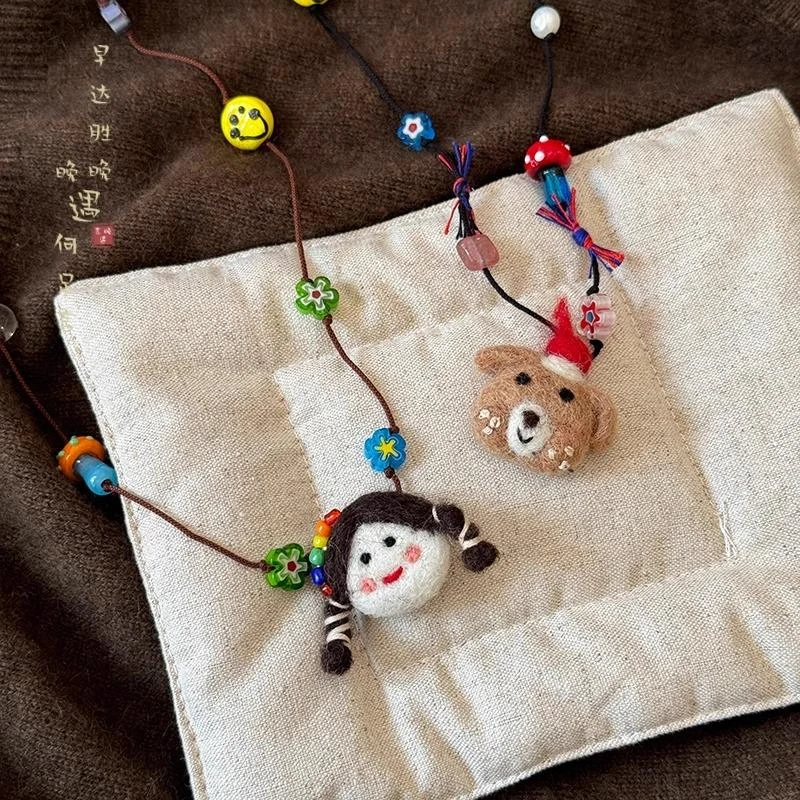 非金属布艺项链童趣可爱卡通玩偶项链女秋冬长款毛衣链挂脖配饰