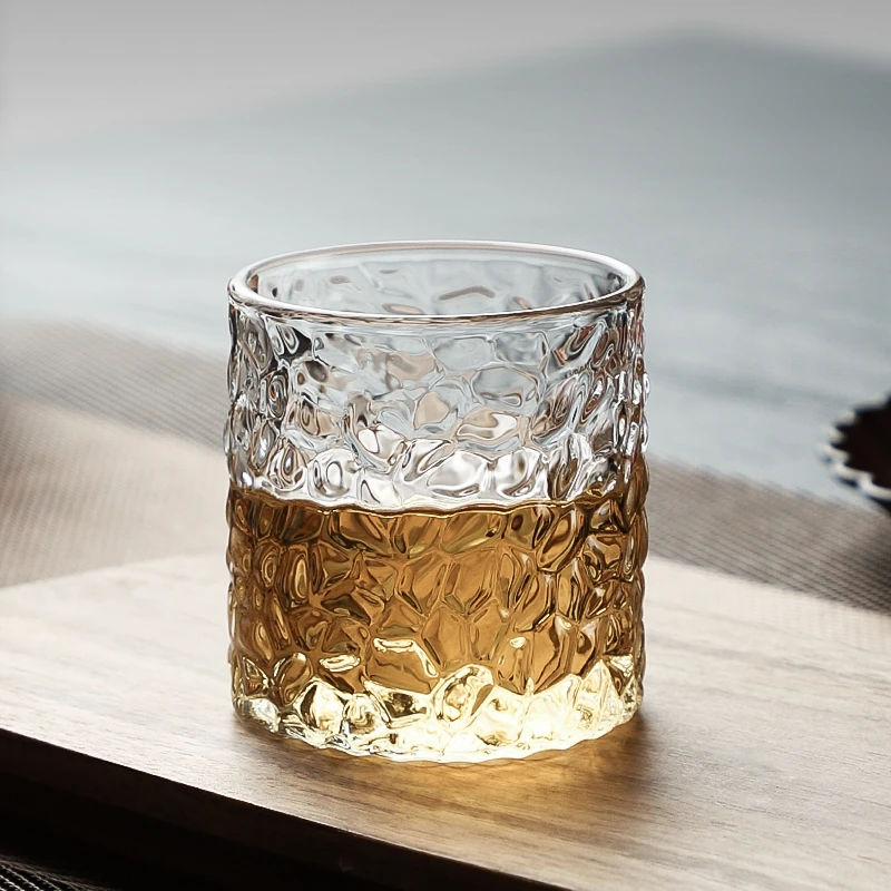 日式耐高温玻璃锤纹小茶杯大号主人杯单只品茶品茗杯大容量100ml