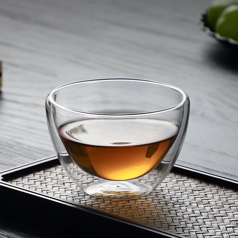 耐高温不烫手双层透明玻璃喝茶杯茶碗功夫茶具小茶杯品茗杯高硼硅