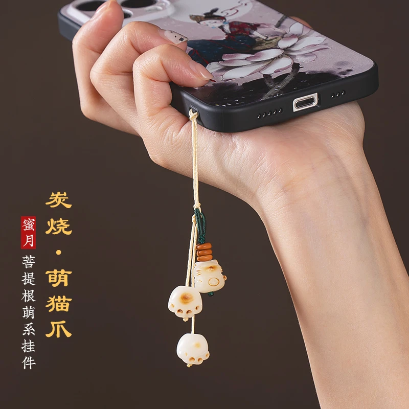 炭烧招财猫爪手机挂绳精致女可爱手机链饰吊坠车钥匙扣挂件