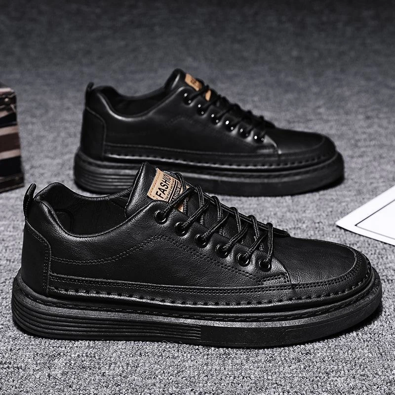 06秋季潮流百搭潮板鞋工作休闲鞋上班防滑黑色厨师鞋男鞋防水