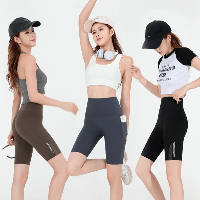 芭比裤女2024新款夏季薄口袋网纱女外穿高腰提臀打底瑜伽鲨鱼裤