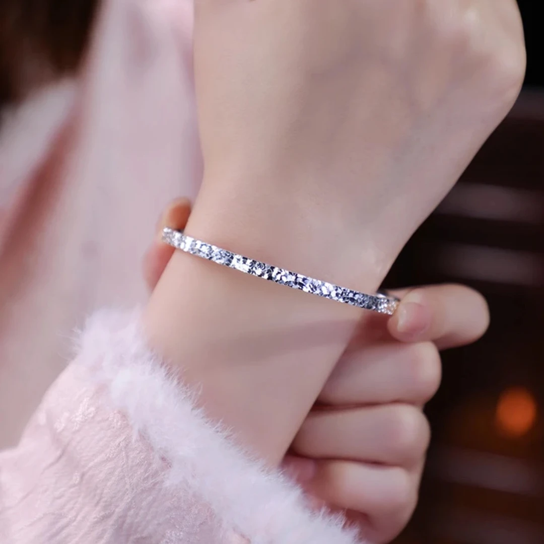 足银手镯 足银999.9碎冰冰时尚手镯