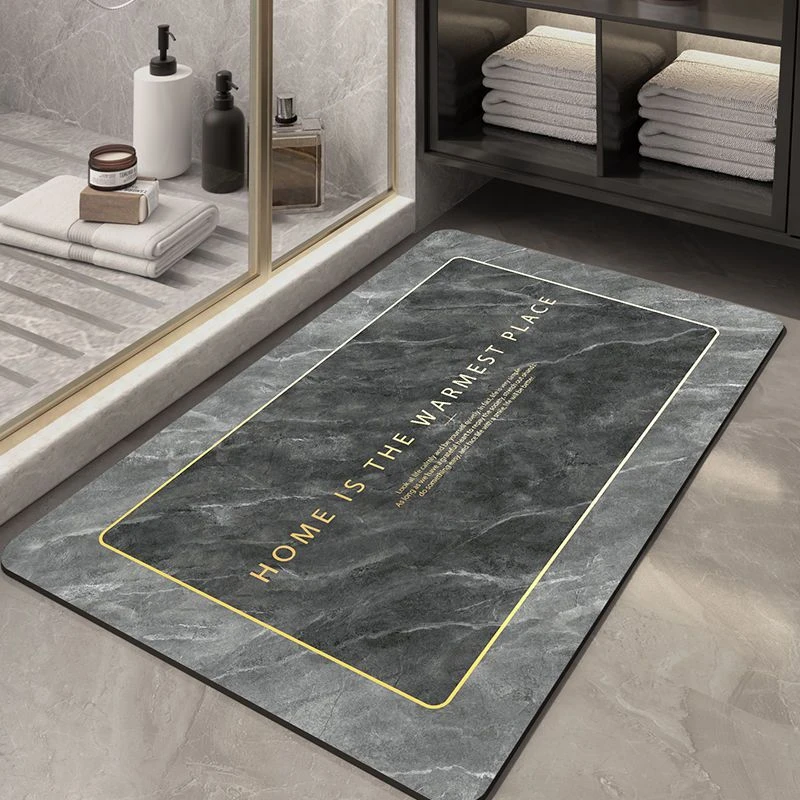 轻奢卫浴地垫大理石纹橡胶垫家用门口吸水浴室门垫硅藻泥地毯why