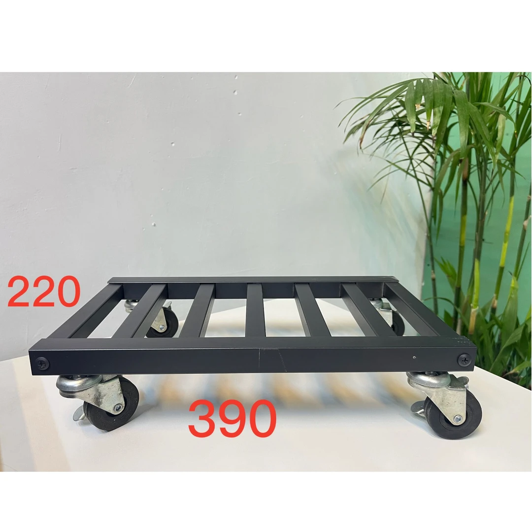 花架置物架阳台客厅落地式钢制单层万向轮收纳架移动长方形底托盘