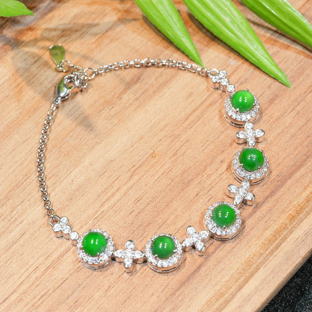 【翠玉翡翠】天然A货翡翠蛋面手链多样性发货