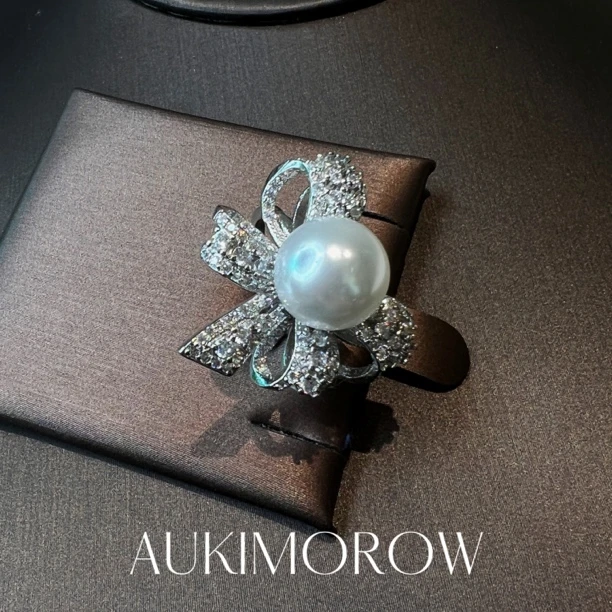 铜合金锆石戒指 JZ 41014 高级晚宴正圆珠蝴蝶星空镶嵌戒指