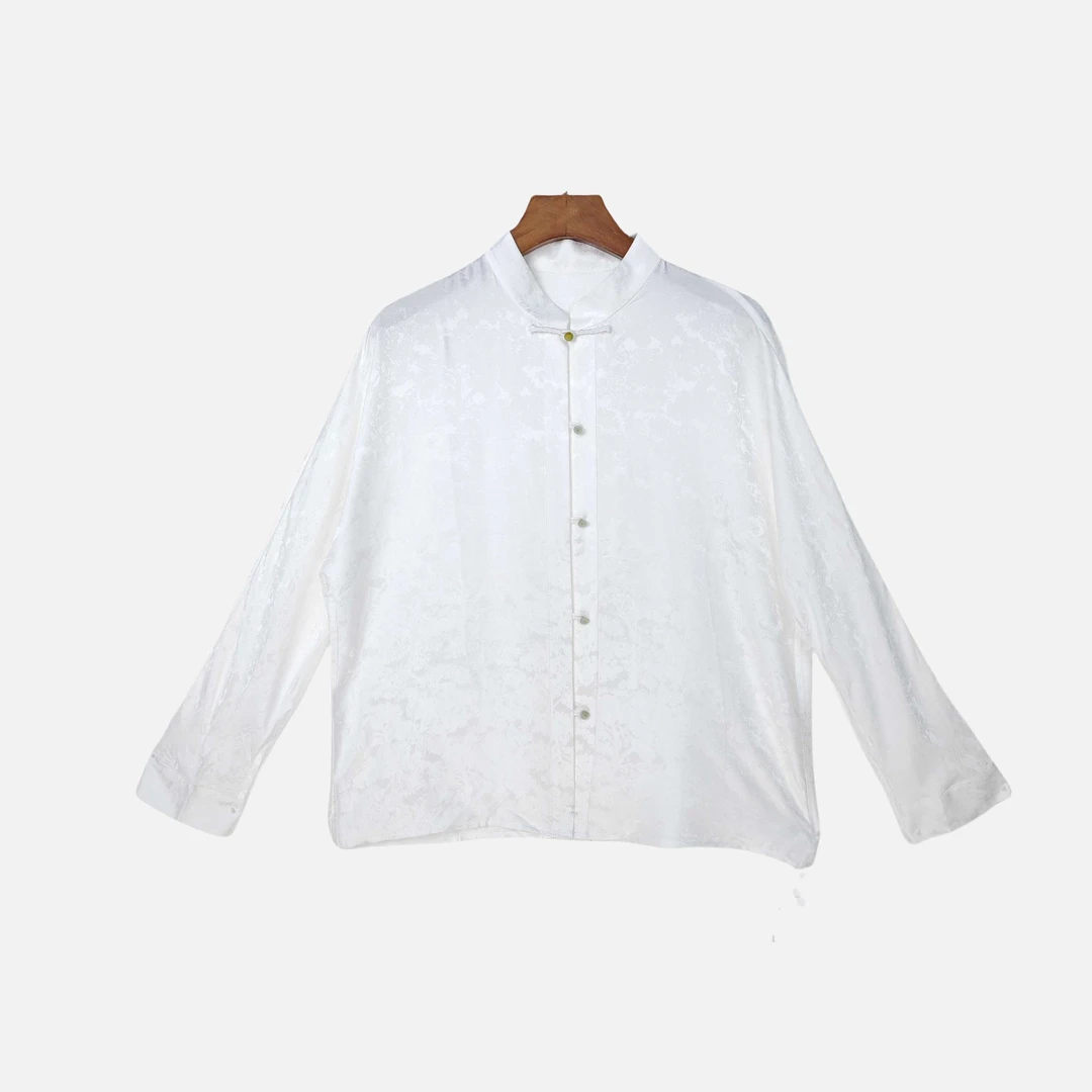 【凌波】桑蚕丝衬衣女长袖汉元素国风新中式盘扣上衣2312076