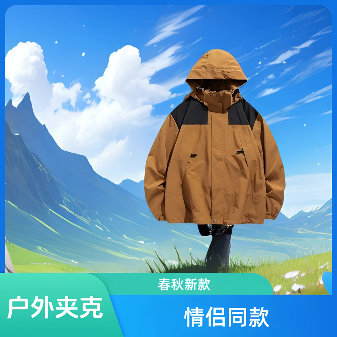 【正版发货快】男款2024春秋季情侣新款冲锋衣户外登山夹克舒适外套