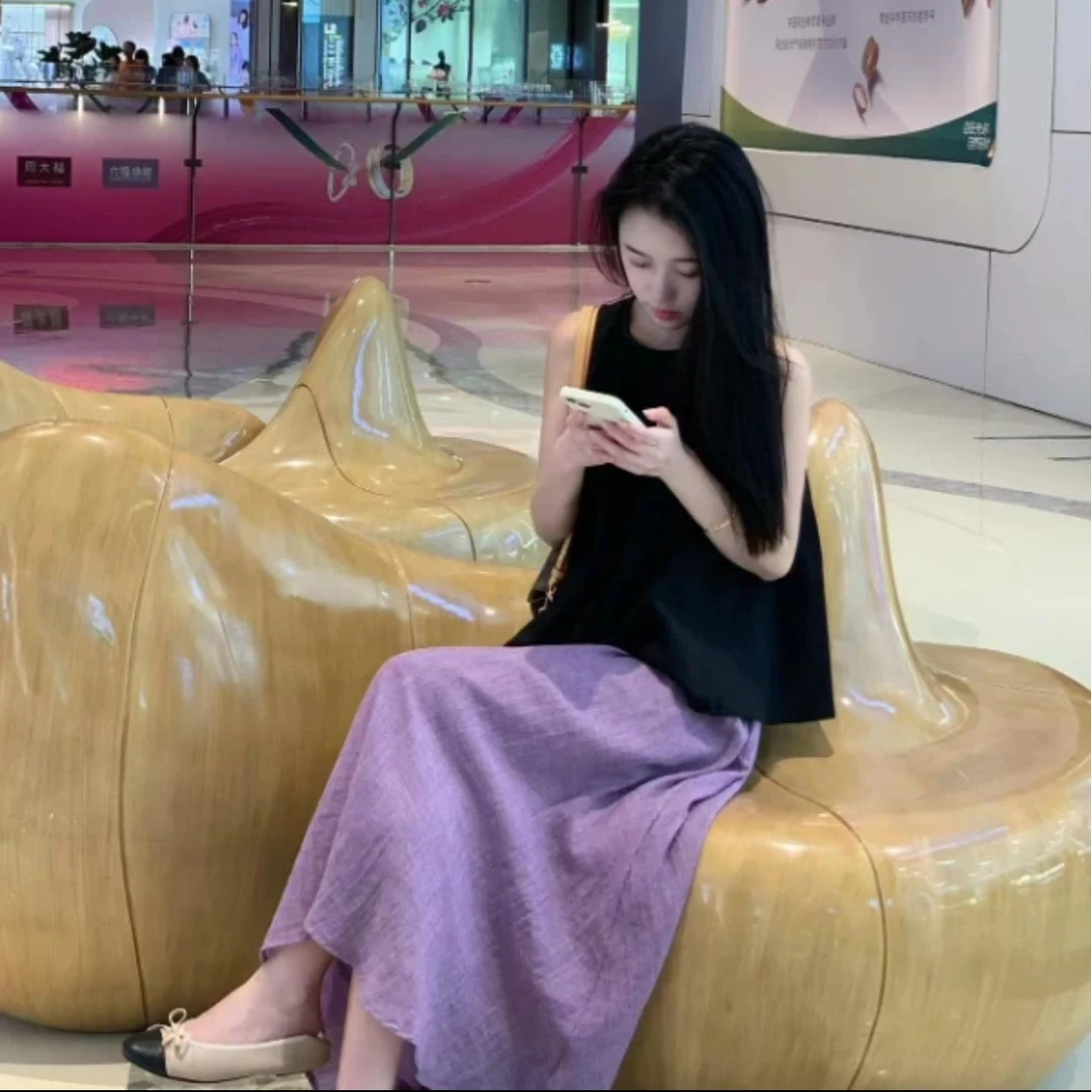 今年流行套装裙女法式甜美娃娃衫温柔风紫色半身裙夏季搭配一整套