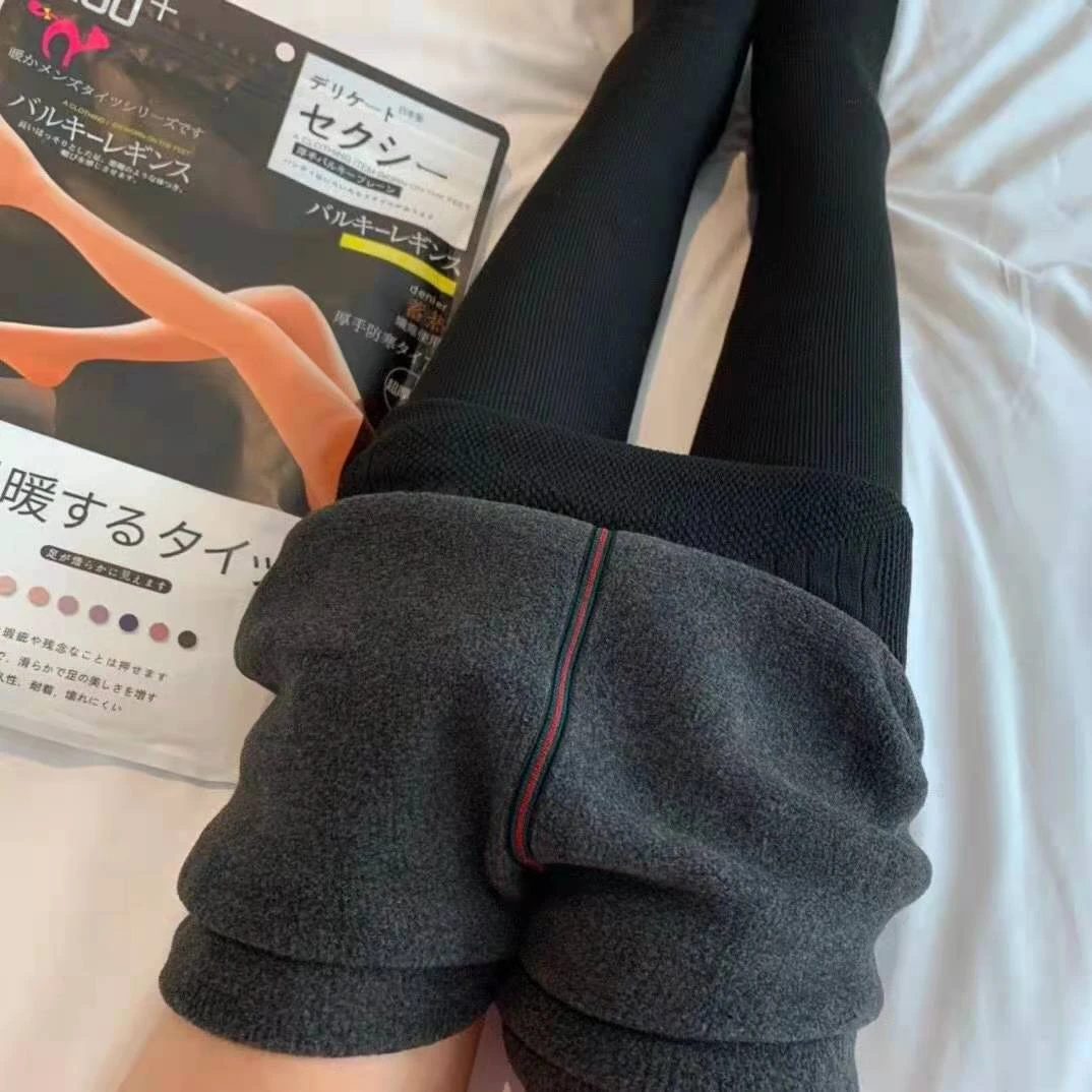 秋冬款200D1200D连裤袜竖条纹1900D高腰羊脂包边踩脚加厚打底裤女