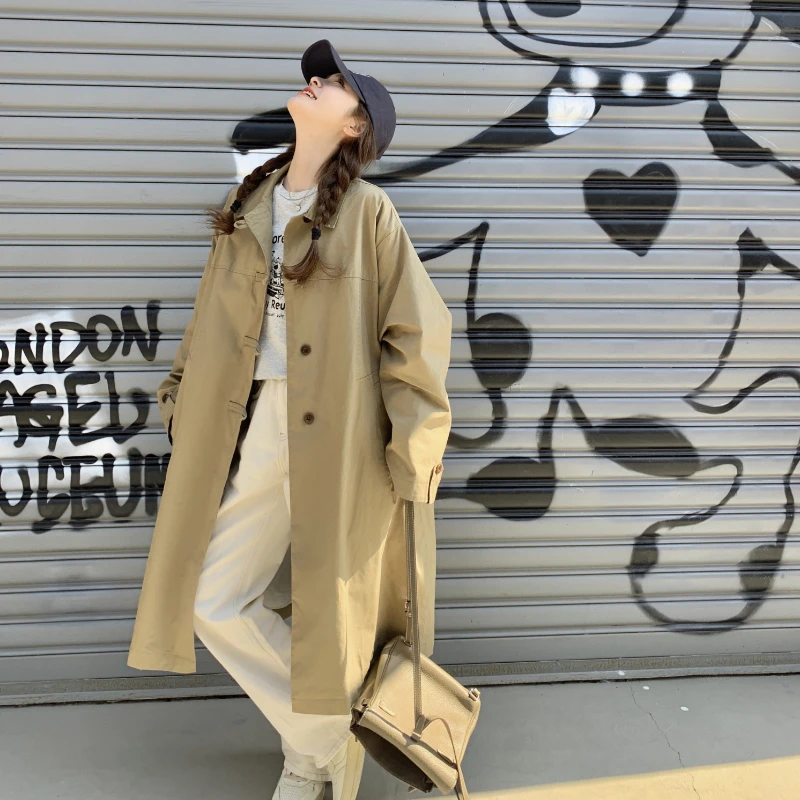 新中式盘扣风衣外套女春秋2024新款设计感小个子中长款卡其色大衣