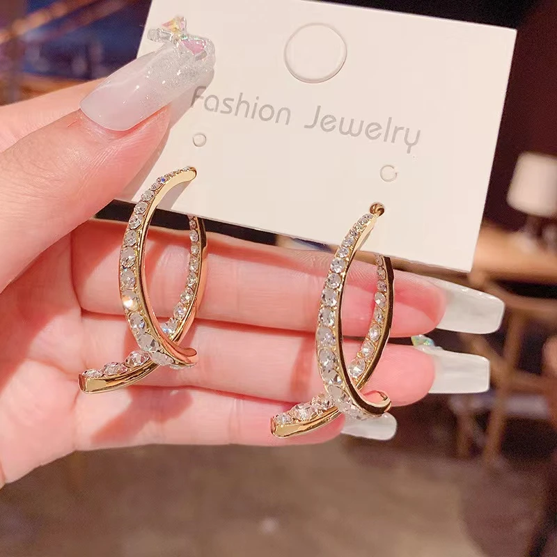 铜合金合成锆石耳饰 高级感高亮耳环新款精致小众设计百搭耳饰15