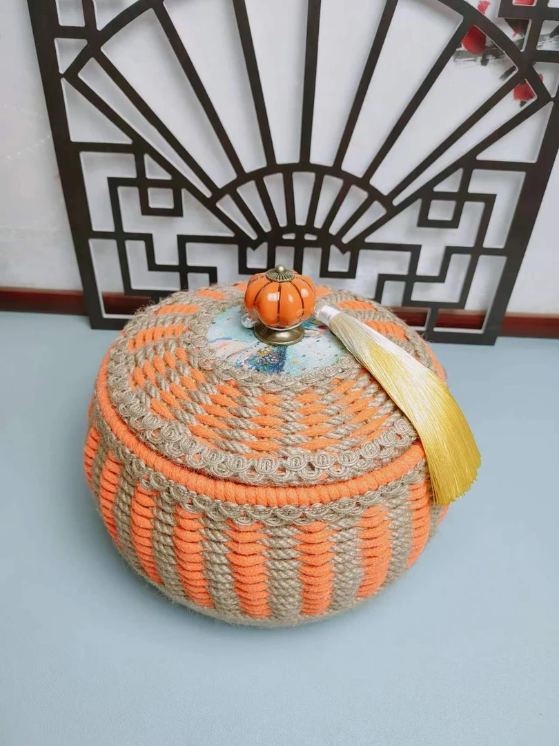 以诺手工 概不退换 麻绳手工定制成品花篮