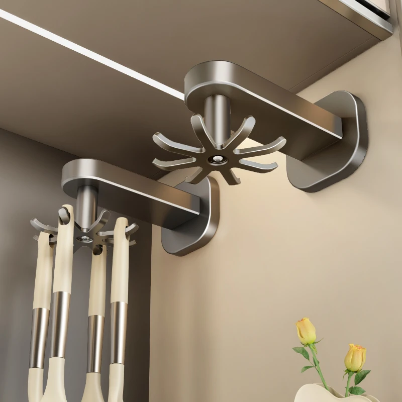 厨房旋转挂钩免打孔壁挂置物架墙上厨具锅铲菜板勺子铲子收纳挂架