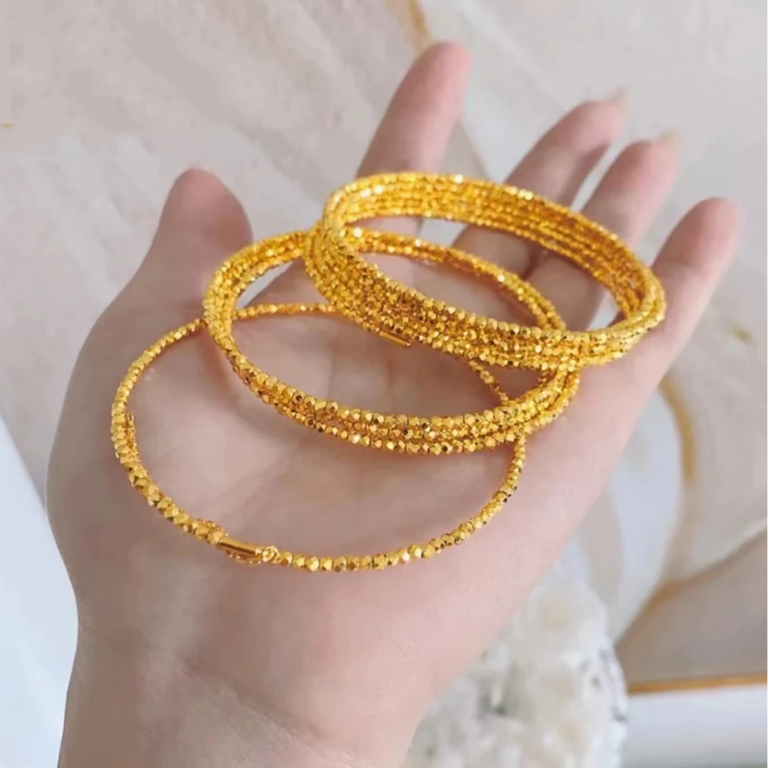 铜合金手镯 素圈三生三世气质轻奢时尚复古金色百搭古法手工国潮