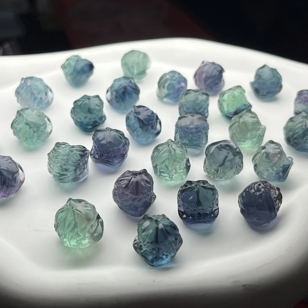 彩萤石醒狮头 手工diy挂件手串项链手链配件 多样性发货一个