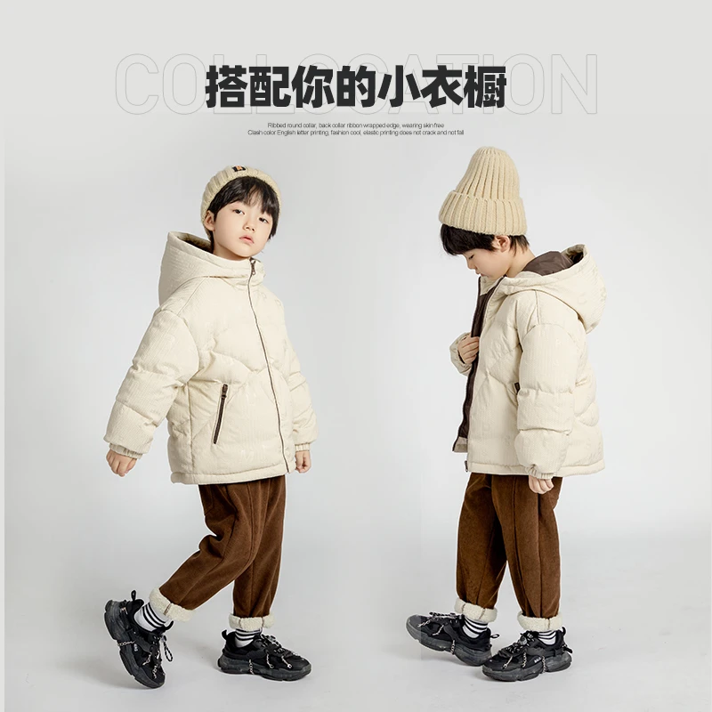 多多家5747-多多家童装冬季新款儿童波纹字母肌理感男童羽绒服