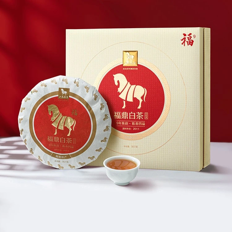 八马茶业 福鼎原产白牡丹2011年原料白茶饼茶高端茶礼盒装357g