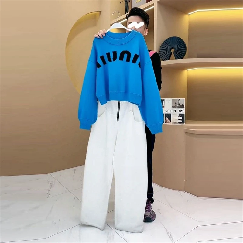 春季新款印花洋气一整套2025圆领宽松潮流卫衣休闲直筒裤时尚套装