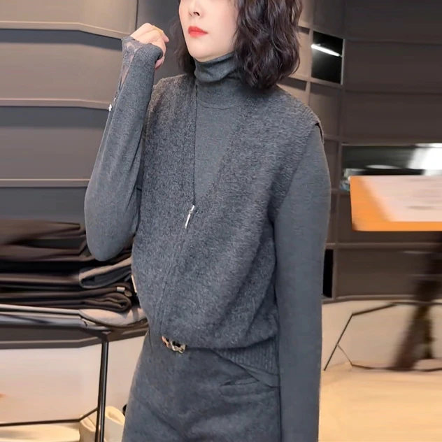 日常百搭v领百搭洋气针织马甲女2025春季新款宽松无袖气质上衣潮