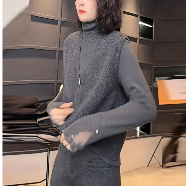 韩系通勤v领百搭洋气针织马甲女2025春季新款宽松无袖气质上衣潮