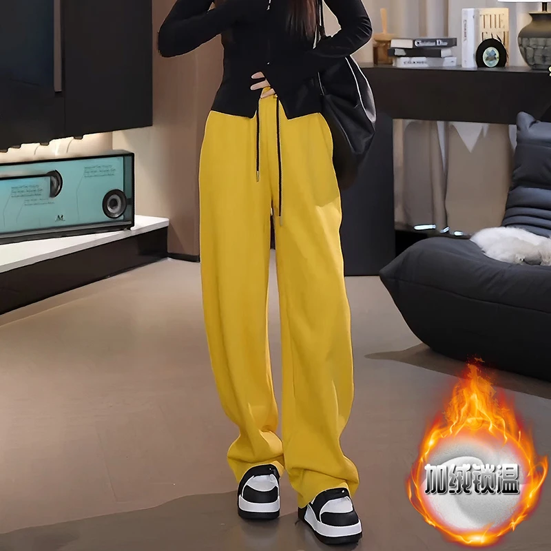 简约休闲加绒加厚休闲裤女2025冬季新款保暖减龄设计感小众裤子潮