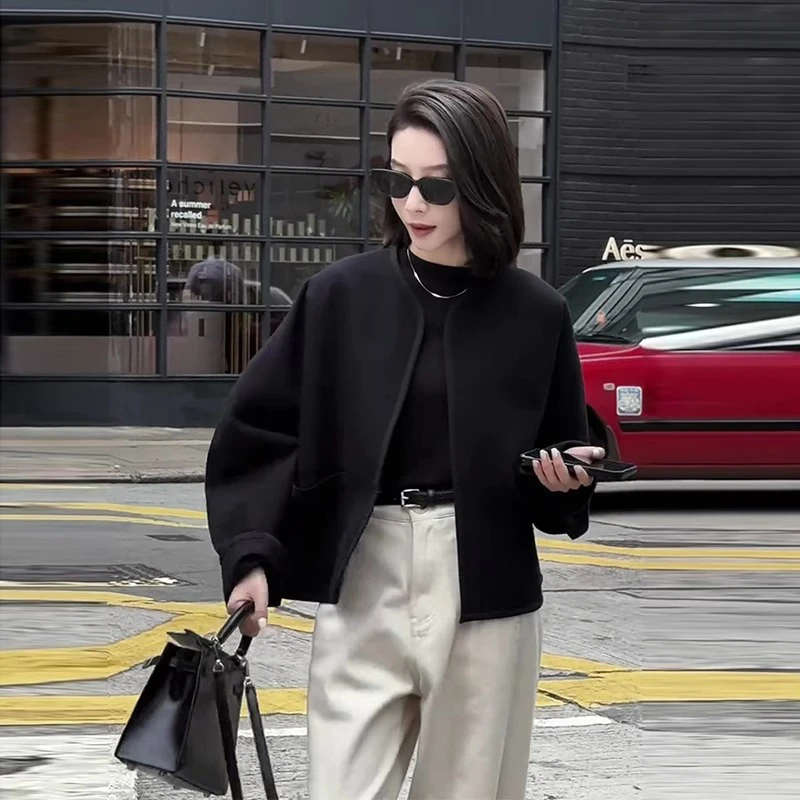 简约纯色时尚开衫外套女2026春季新款v领宽松百搭高级感通勤上衣